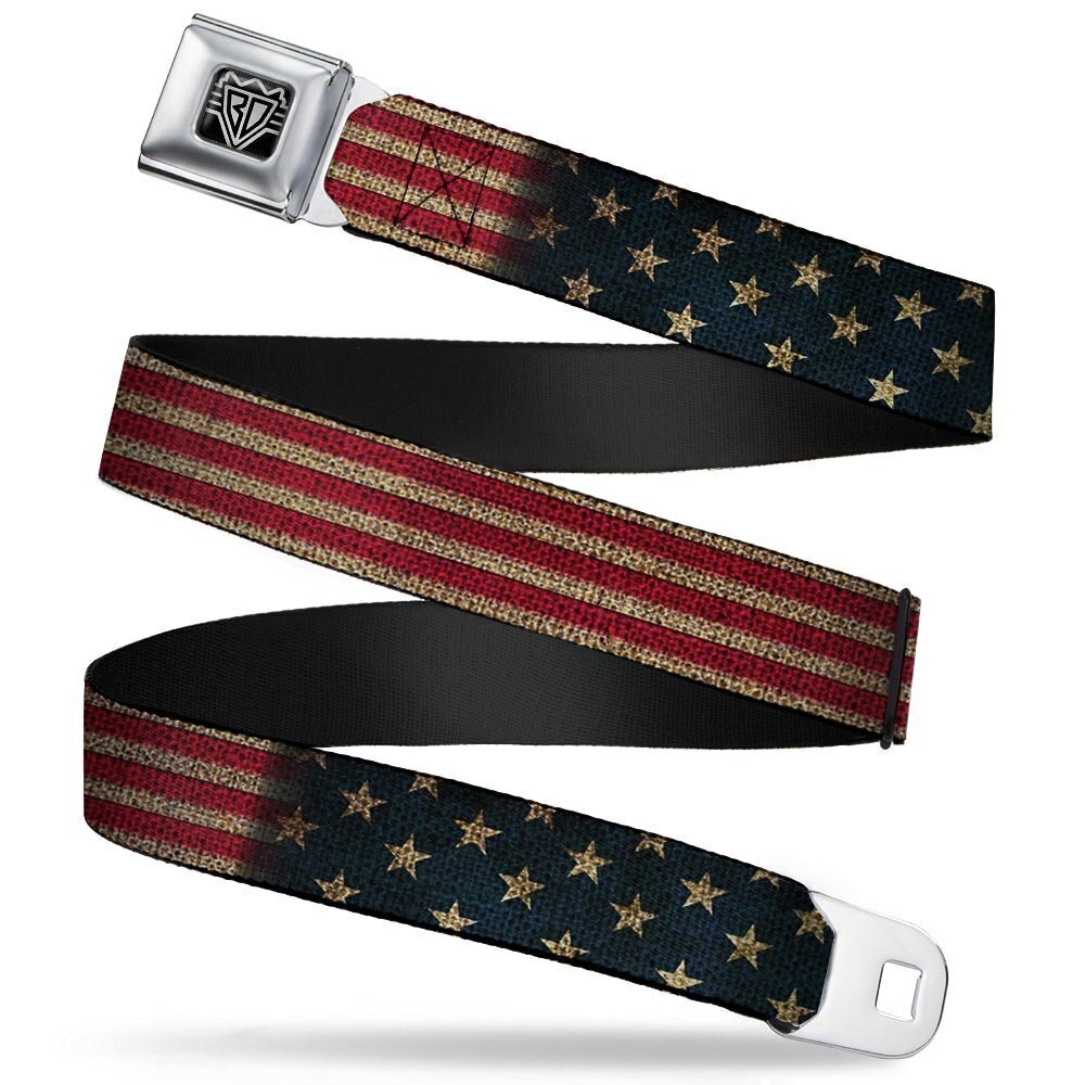 9390 Seatbelt Belt - Vintage US Flag Stretch - 1.5" Wide - 32-52 Inches in